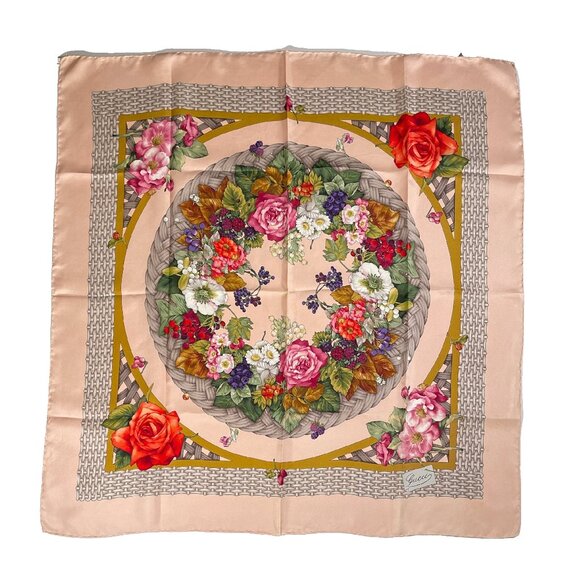 Vintage Gucci Floral Silk Scarf - Picture 1 of 14